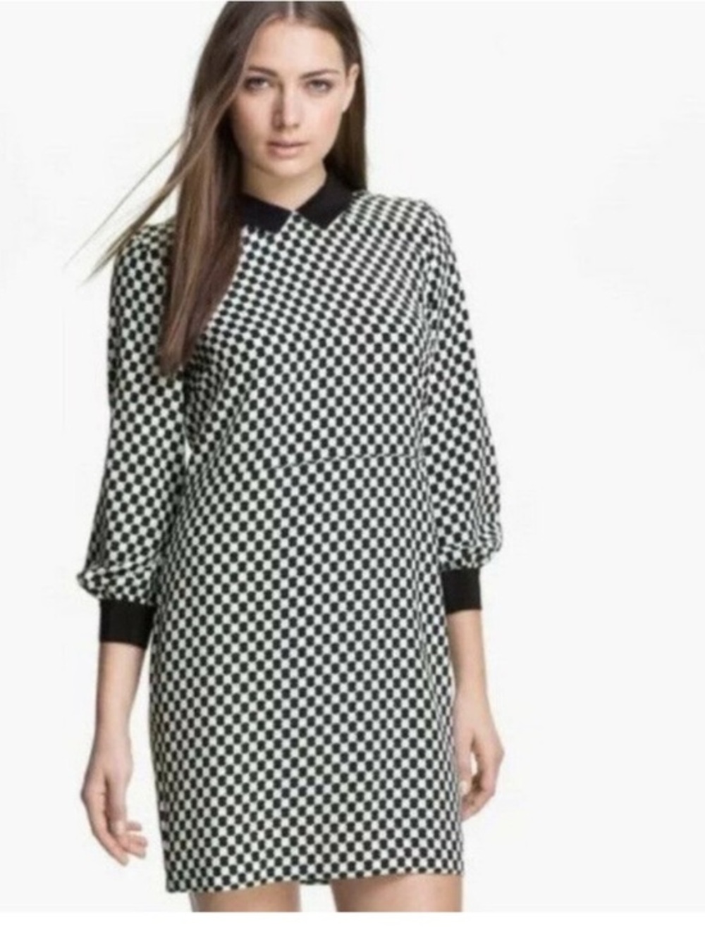 Kate Spade Kassia Silk blend Geometric shift dress with Peter Pan collar design​